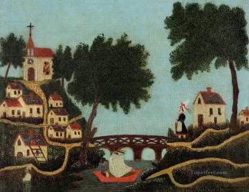 アンリ・ルソー Painting - 橋のある風景 1877年 アンリ・ルソー ポスト印象派 素朴原始主義